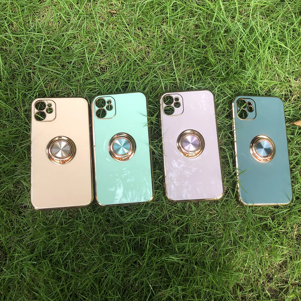 Electroplated Silicone Ring Case For Apple iPhone 12 Mini 11 Pro XS Max Woman Girl Cover For iPhone 8 7 X XR SE 2020 Phone Cases