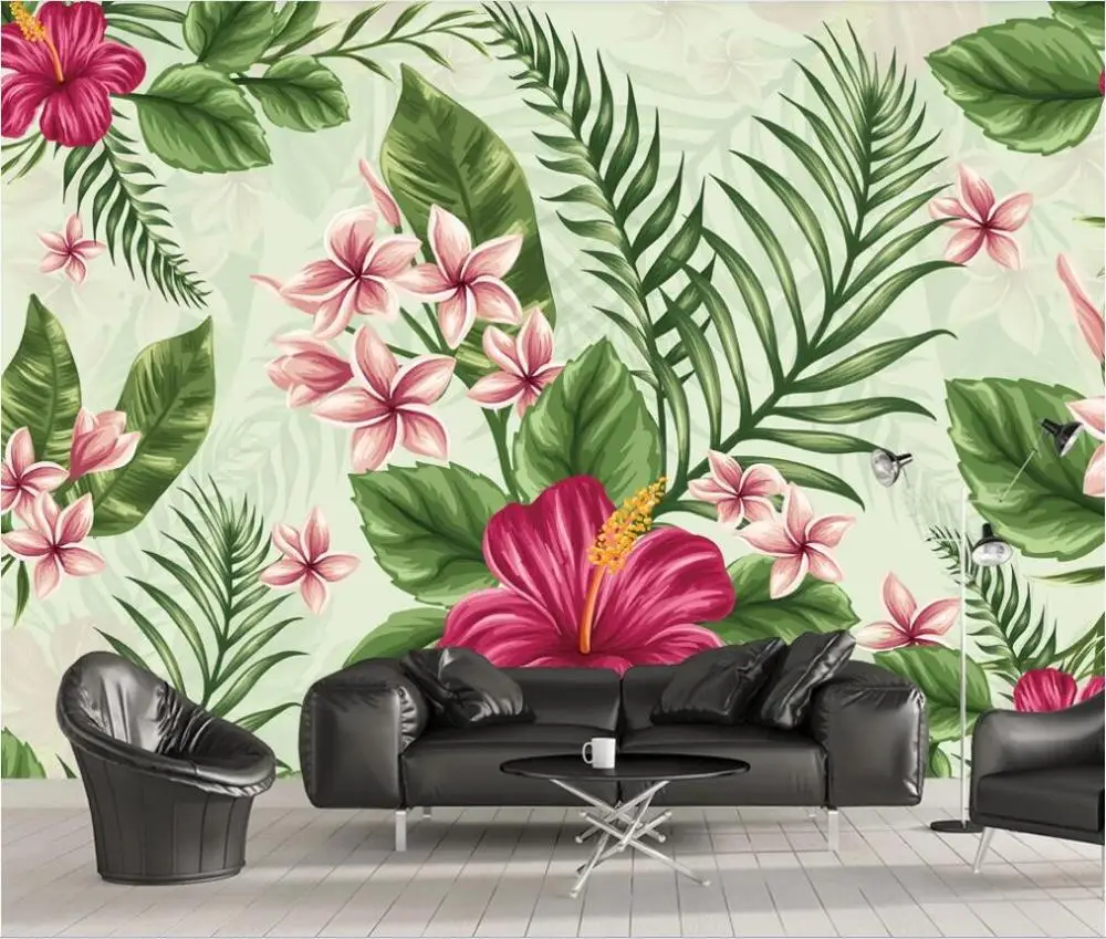 XUE SU Customized large-scale murals / wallpapers / hand-painted tropical rainforest tropical plants and flowers banana backgrou