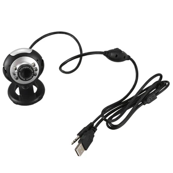 

USB 6 LED Caméra de Vision Nocturne PC Webcam Réseau avec Microphone pour MSN ICQ AIM Réunion Skype Net, Noir