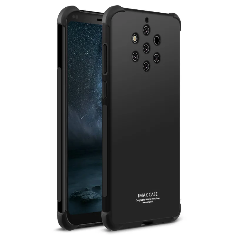 Metal Black IMAK углы чехол с "воздушной подушкой" для Nokia 9 PureView мягкий TPU чехол s для NOKIA9 полное покрытие матовый прозрачный корпус - Цвет: Metal Black