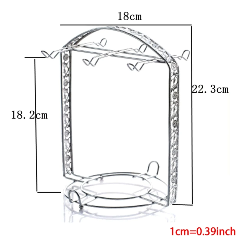 Silver Plating Coffee Cup Hob Cup Dish Rack Can Hang Most 6 Cups and Saucers Metal Stand Holder