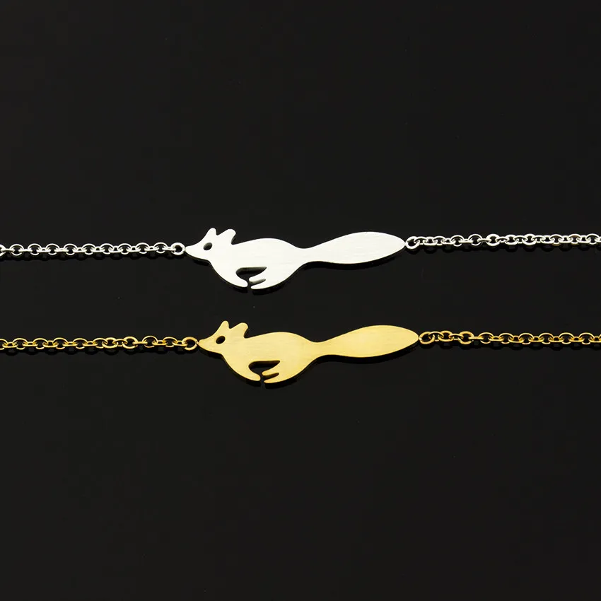 10 для бега браслет в виде лисы женщина держать браслет нержавеющая сталь золотые ювелирные изделия бижутерия в подарок на Рождество femme