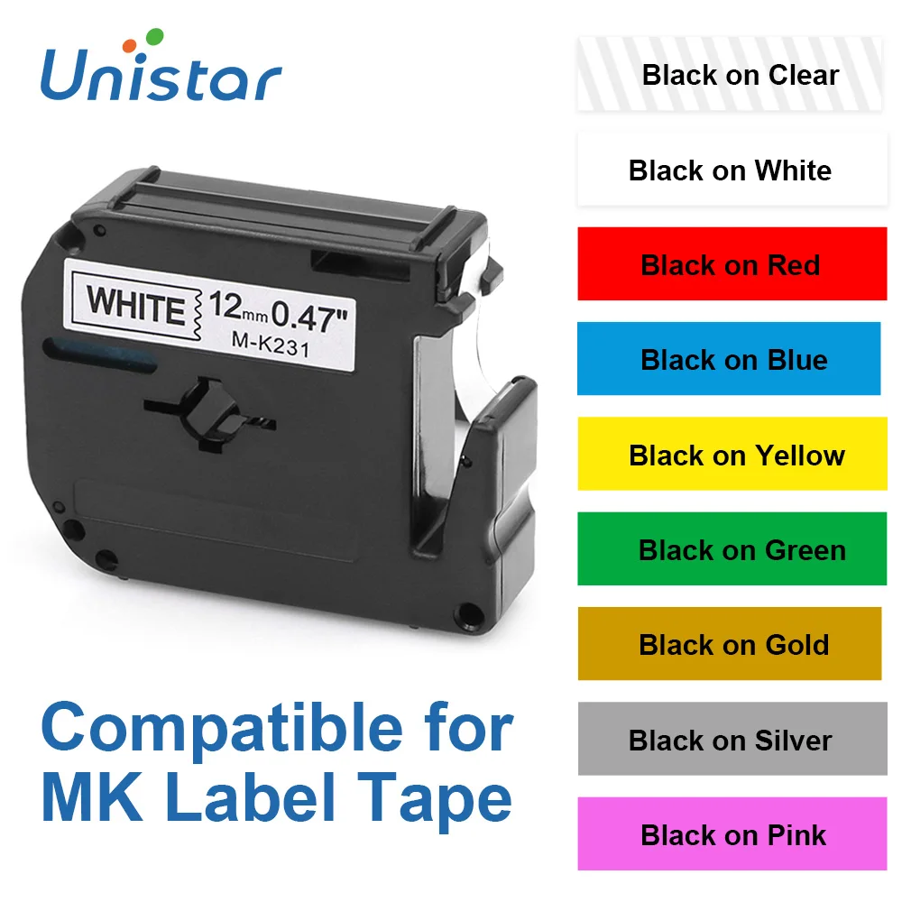 5PK 0.35" Compatible M-221 M-K221 Black on White Label Tape for Brother PT-100 