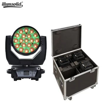 

19x15w RGBW 4N1 Zoom DMX512 Led Moving Head with 4in1 fly case Wash Effect Professional Lighting 4pcs/lot