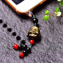 Подвеска на мобильный телефон кулон мужской креативный обсидиан смайлик фигурка Будды яблоко индивидуальность Пылезащитная пробка веревка