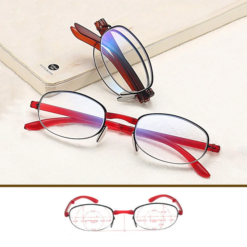 

Folding Anti Blue Light Reading Glasses Progressive Multifocal 360 Degree Ring Focus Presbyopic Read Eyeglasses Ultralight