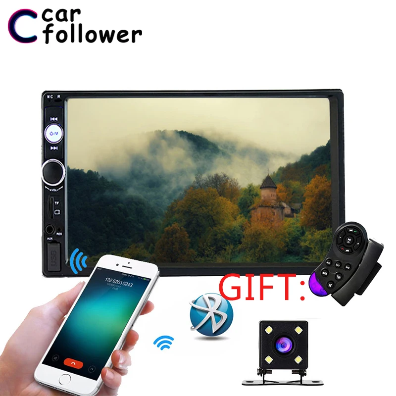 

Car Radio 2 Din Autoradio 7" Inch Touch Screen Auto Audio MP5 Player In Dash Bluetooth FM Rear View Camera Remote Control 7010B