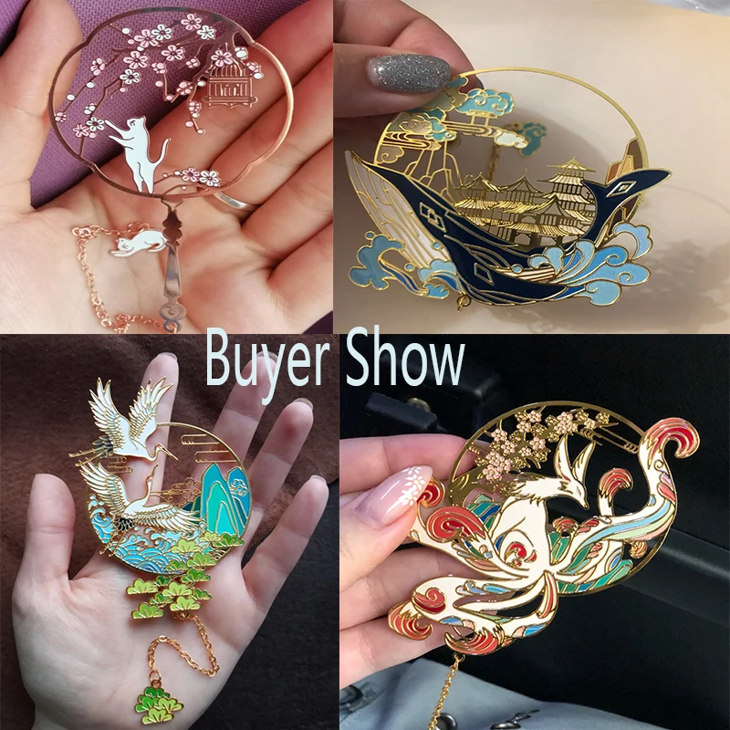 Metal Bookmark Chinese Style Brass Bookmark Tassel Pendant Retro Book Clip Student Gift