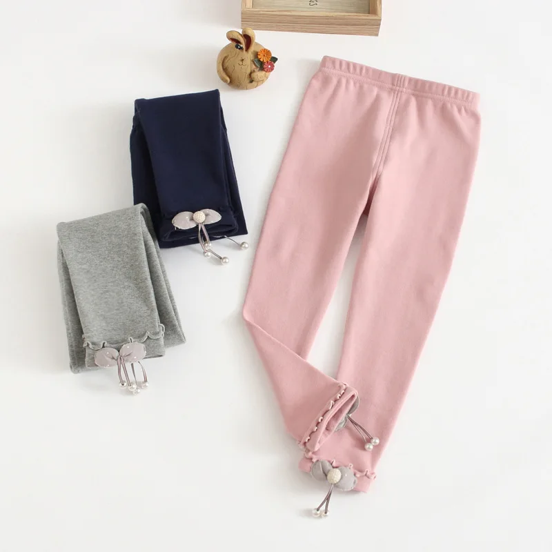 

2018 Autumn New Style Korean-style Children Childrenswear Girls Bow Decoration Revers Frilled Leggings Crawler