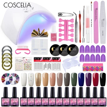 

COSCELIA 36W Nail Lamp Dryer Gel Polish Manicure Set With Nail Drill Machine Nail Art Decorations Varnish Nails Tools Kit
