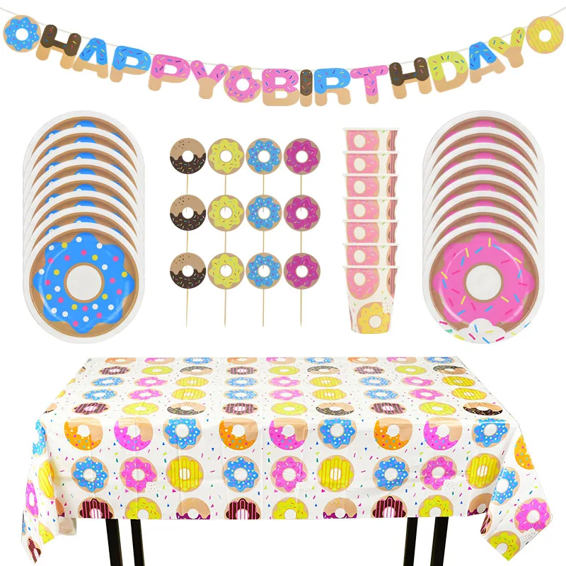 Birthday Party Supplies Tableware Decor Plates Cups Napkins Table Cloth Banner 