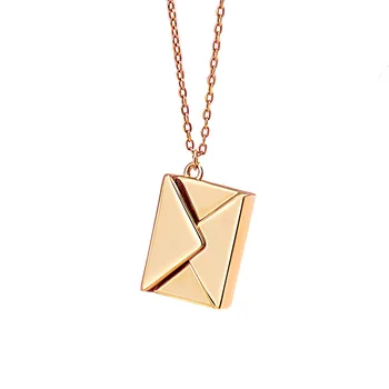 

S925 Sterling Silver Envelope Necklace Female Korean Fashion Simple Square Envelope Pendant Temperament Ins Clavicle Chain