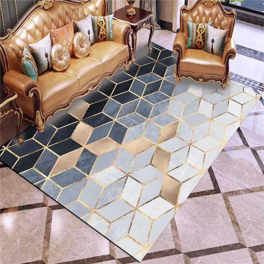 

Simple geometry home Rug gradient soft carpets bedroom living room, non-slip floor cushion plush bedside absorbent Rugs