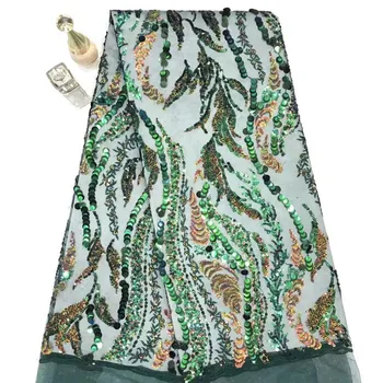 

Green French Sequins Tulle Lace Fabric 2020 High Quality African Lace Fabric Nigerian Mesh Lace Fabrics For Dress9（zz-12