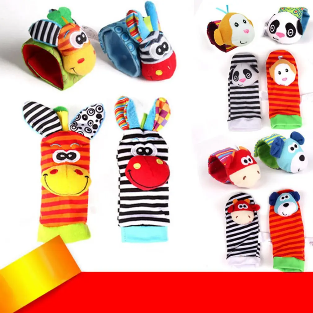 Детские носки с ремешком на запястье детские часы с изображениями животных пояс с маленькими погремушками колокольчики носочки для новорожденных тканевые игрушки