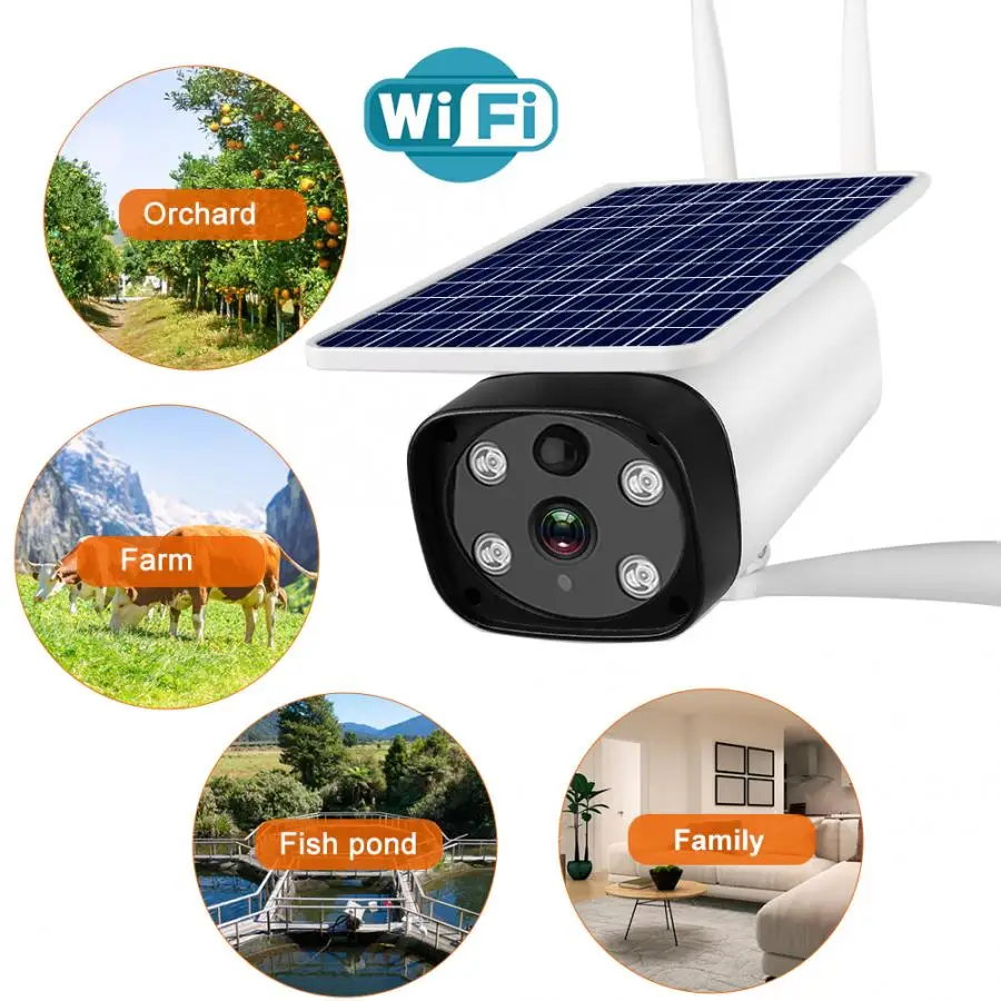 Водонепроницаемая камера 1080P полноцветная WiFi 5W солнечная панель IP67 водонепроницаемая камера безопасности
