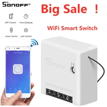 Sonoff MINI DIY умный переключатель маленький корпус пульт дистанционного управления Wifi переключатель Поддержка внешнего переключателя работа с Alexa Google Home Большая распродажа