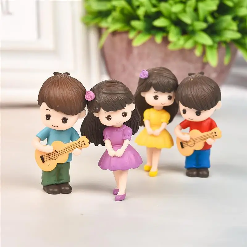 1PairSweetLoversCoupleFigurinesMiniatureCraftWithGuitar