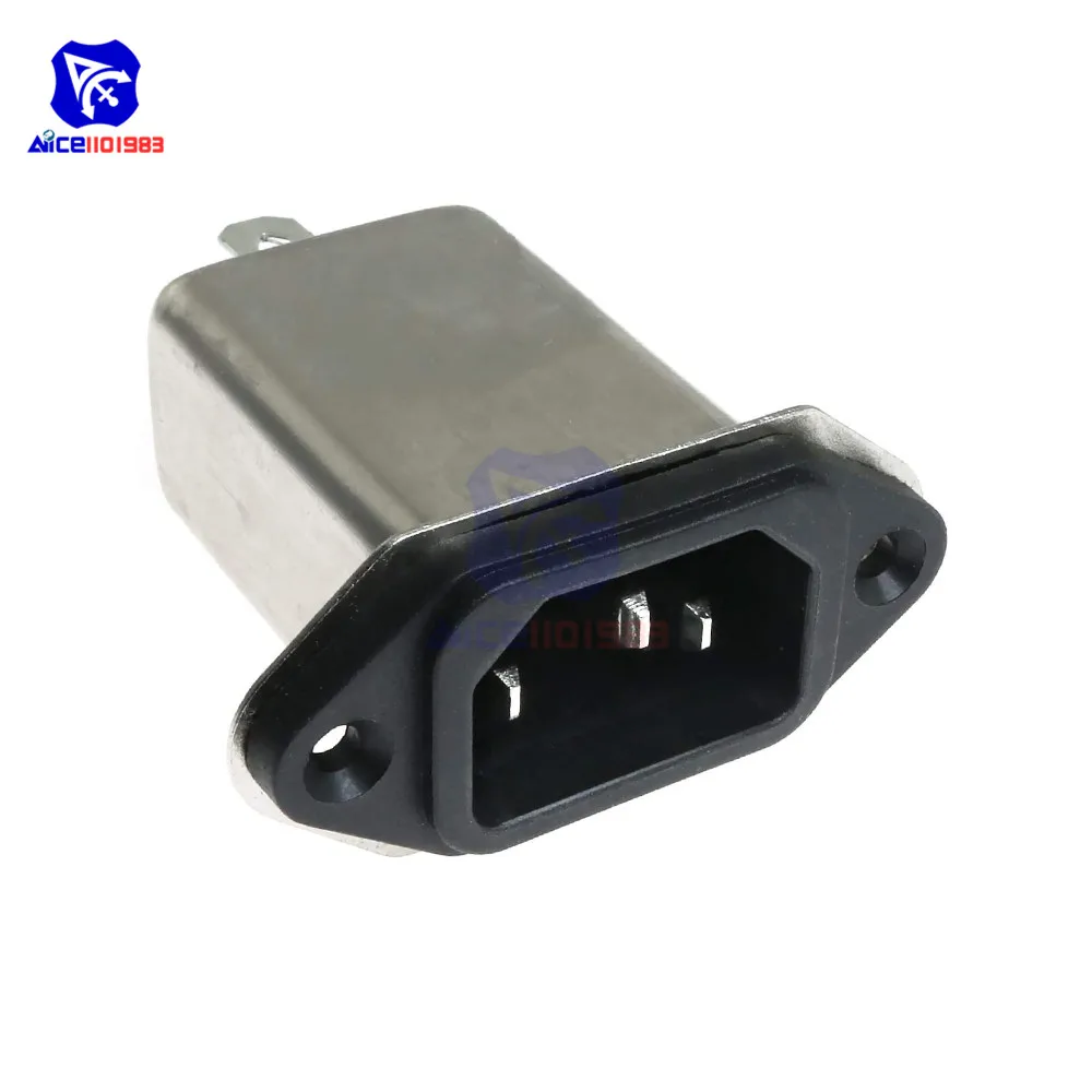 Power Filter Module AC 250V 10A IEC 320 C14 Male Plug 3 Pins PCB Panel Power Socket Connector EMI For Fitness Equipment