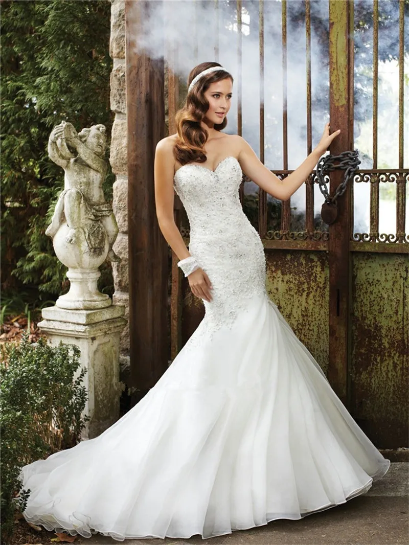 

Vestido De Noiva 2018 Custom Organza Beading Crystal Lace Mermaid Vestidos De Casamento bridal gown mother of the bride dresses