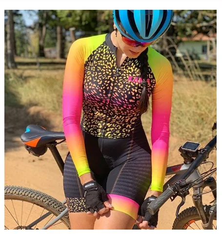2022 Cycling Women Long Sleeve Cycling Skinsuit Jumpsuit Bodysuit Trajes Ciclismo Mujer Gel Set Bicycle Pro Racing Clothing - Cycling Sets - AliExpress