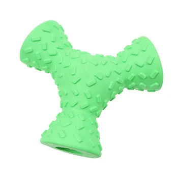 

1Pc 3 Holes Food Dispensing Dog Toy Dog Chew Toy Tooth Cleaning Natural Rubber Pet IQ Treat Toy for Dog Chewing Playing (Random