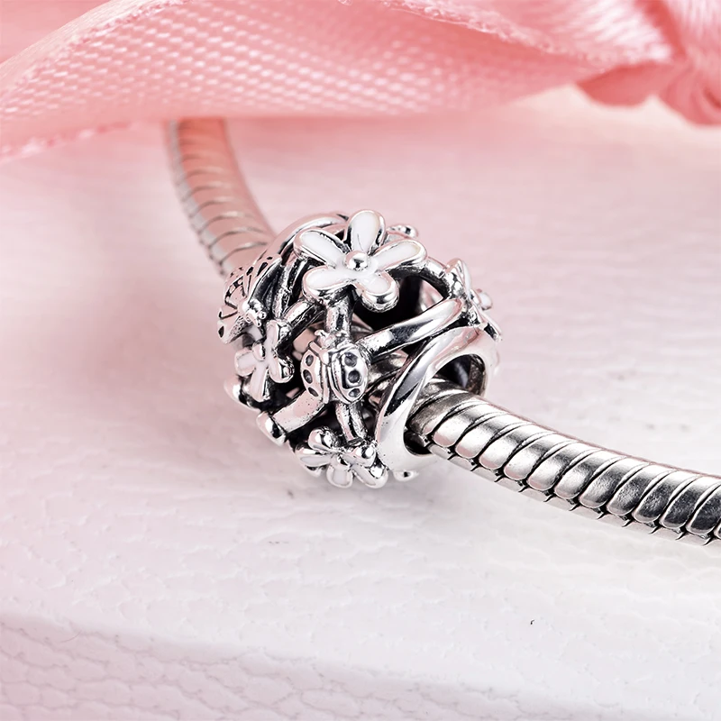 2020-New-Spring-Openwork-White-Daisy-Flower-Charm-925-Sterling-silver-Charms-fit-Beads-Bracelets-DIY