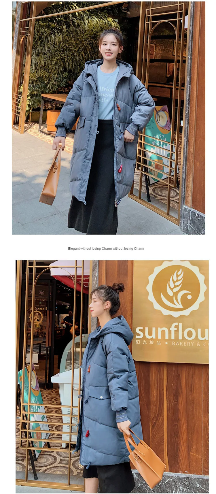 Women Winter Warm Jacket Down Cotton Coat New Fashion Long Hooded Horn Buckle Warm Jacket Ladies Parker Coat Outerwear