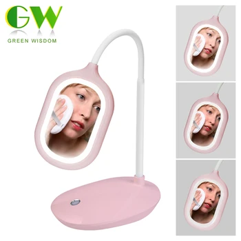 

USB Rechargeable LED Desk Lamp Touch Switch Dimmable Multifunctional Table Lamps with Vanity Mirror LED Reading Light for Girls