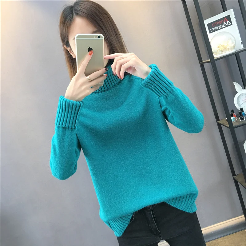 Women Sweaters And Pullovers 2021 Korean Fashion Sueter Mujer Ruffled Sleeve Turtleneck Solid Slim Sexy Elastic Tops | Женская одежда