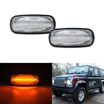 

Clear Lens Amber Front Led Side Marker Lights For Land Rover Freelander 02-05 Discovery2 99-04 Defender Td5 98-15