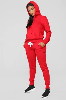 

Solid Tracksuit Women Two Piece Set Spring Autumn Female Clothes Hooded Sweatshirt Top And Pants Fashion Casual Sports Outfits