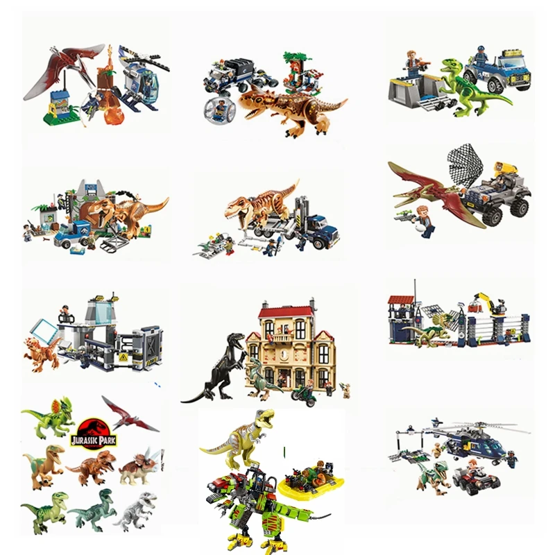 Legoinglys Jurassic World Dinosaur Model Building Blocks Bricks with Legoinglys Education Toy Gift for Children No Box