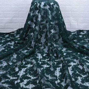 

Green French Sequined Mesh Milk Silk Lace Fabric New Sequins African Dry Lace Fabric Nigerian Tulle Lace For Daily Dress F1750