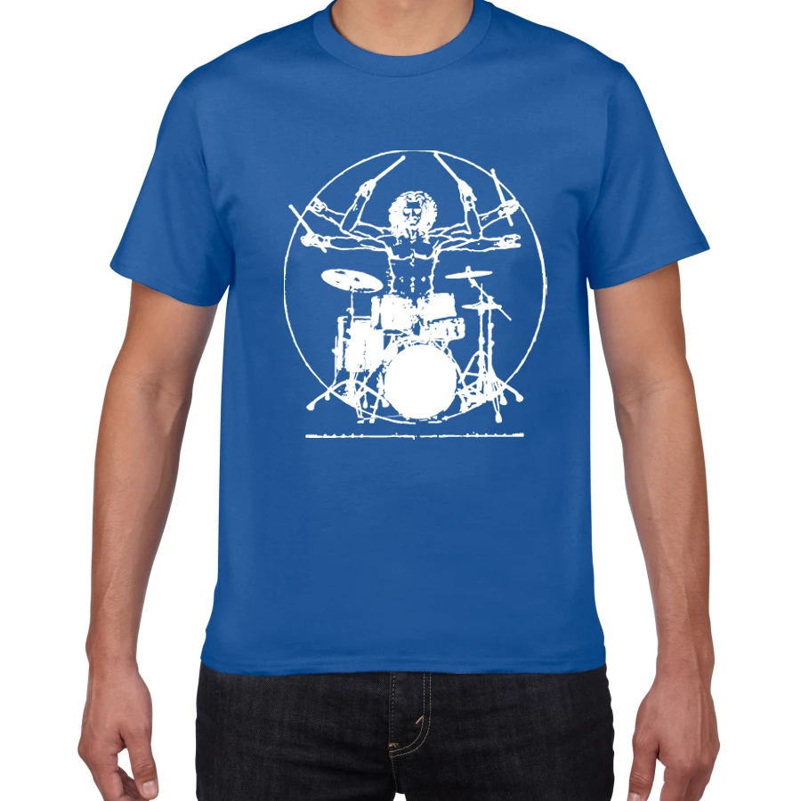 Забавная футболка с гитарой да Винчи Мужская рок-группа витрувиан винтажная графическая музыка Новинка уличная Мужская футболка мужская футболка homme - Цвет: W625MT sapphire blue