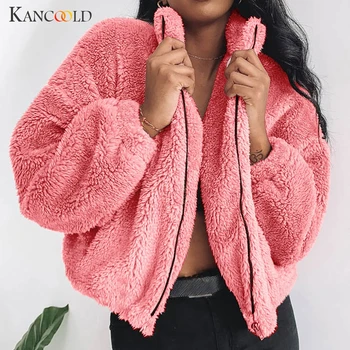 

KANCOOLD coats Women Ladies Warm Faux Fur Winter Solid Zipper Parka Outerwear Stand fashion new coats and jackets women 2019AUG9