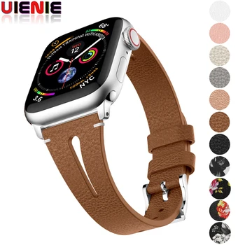 

Slim fit Loop for Apple Watch Leather Band 40mm 44mm for iwatch 38mm 42mm Strap series 4 3 2 1 Flower Leather Bracelet