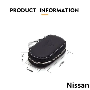 

1X Leather Car Logo Key Case Remote Key Case Bag Holder For Nissan X-trail Qashqai j11 J10 Juke Tiida note almera primera teana