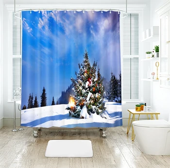 

Santa Snowman Christma Shower Curtain Waterproof Mildew Resistan Polyester Shower Curtain Curtains for Bathroom Shower Drop Ship