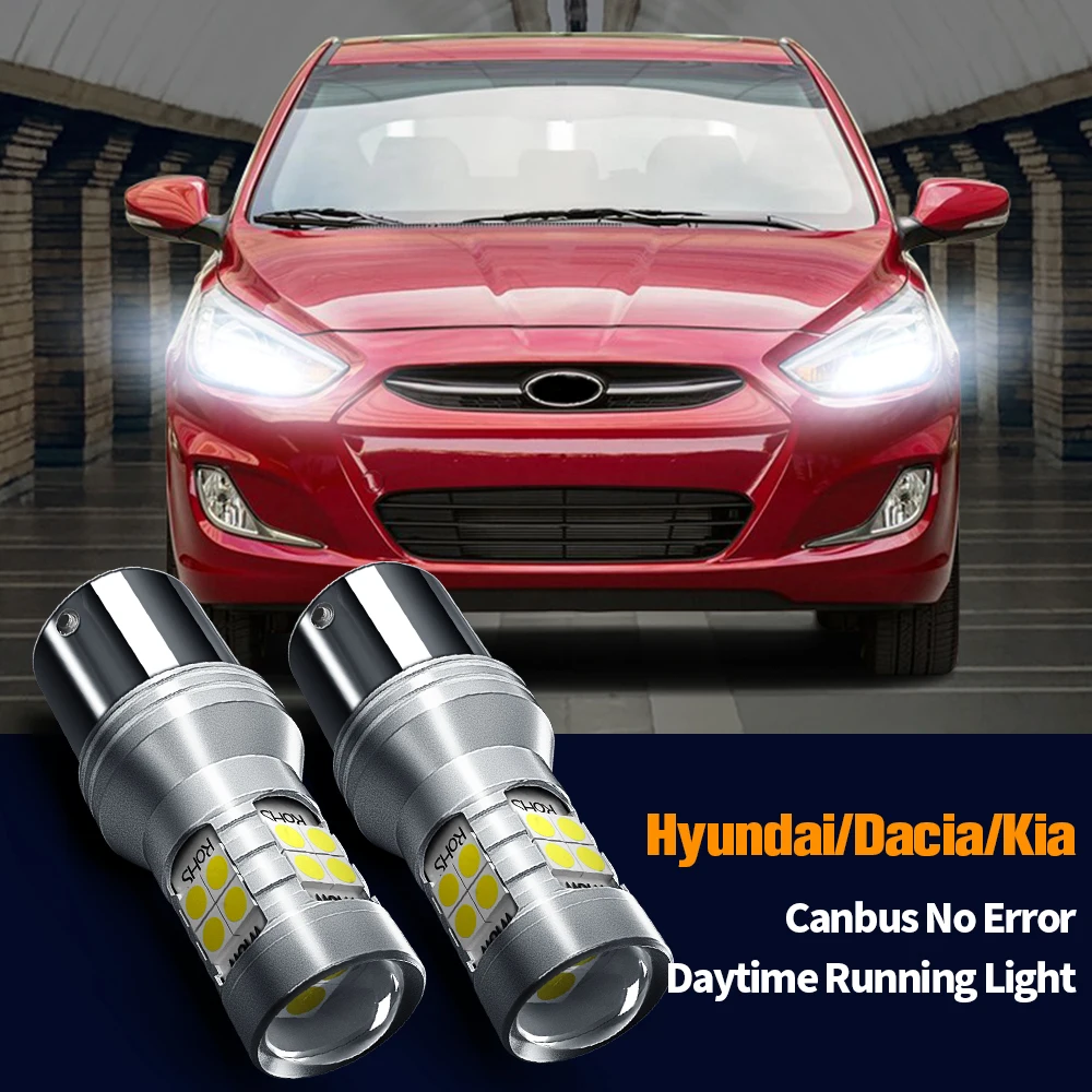 

2pcs LED Daytime Running Light DRL Canbus P21W BA15S For Kia Ceed Picanto Rio 3 4 Stonic Hyundai Accent i10 i20 i30 Dacia Dokker