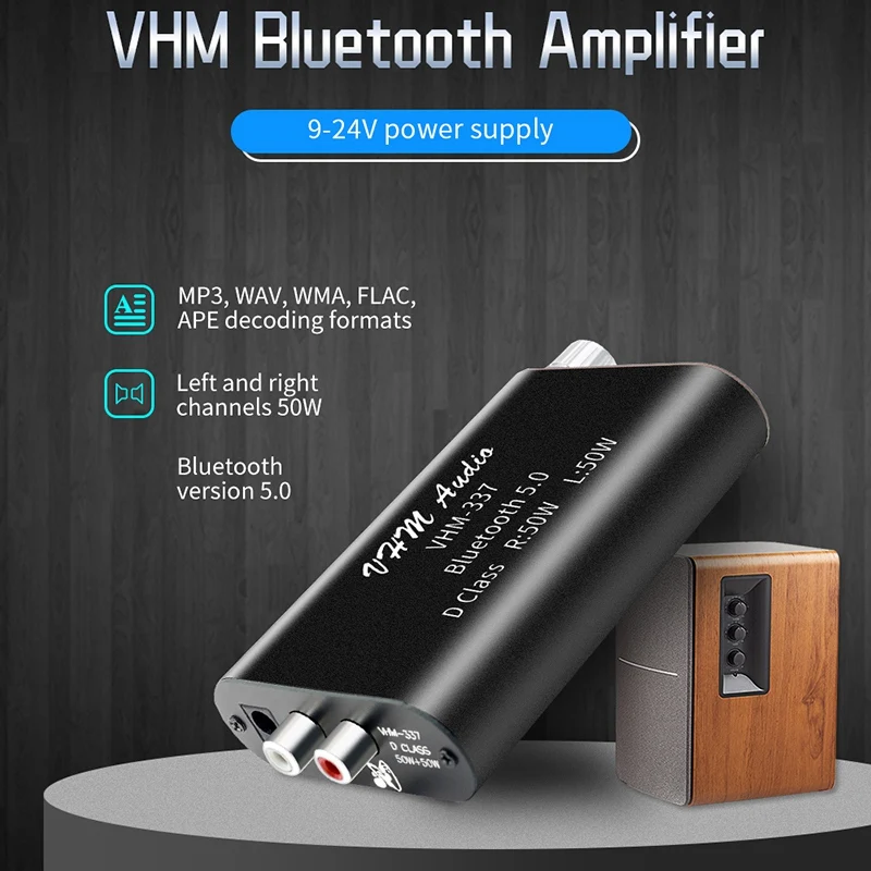 VHM337 50WX2 Mini Bluetooth 5 0 Wireless o Power Digital Amplifier Board Stereo Amp DC 9V 24V