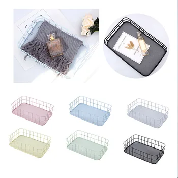 

Rectangular Metal Grid Storage Basket Office Debris Sorting Iron Basket Dressing Table Cosmetic Storage Basket