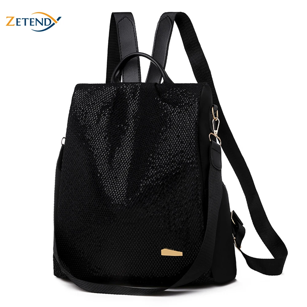 Рюкзак из ткани Оксфорд, Женская Модная студенческая сумка, сумка для путешествий, противоугонная, водонепроницаемая, высококачественный, легкая, мягкая - Цвет: BLACK