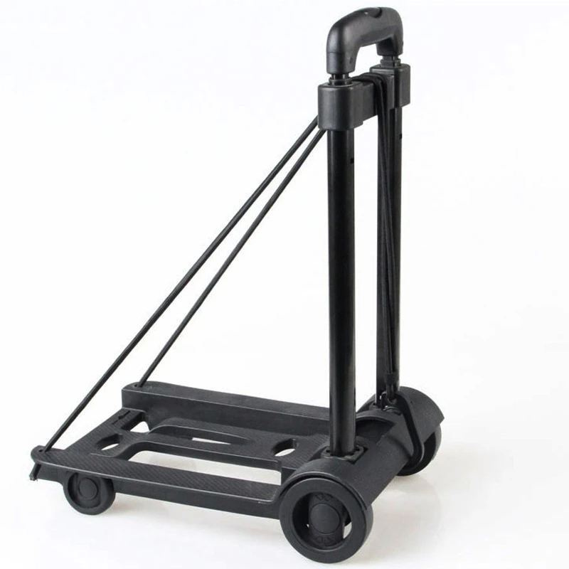 Folding Luggage Cart Portable Trolley Travel Trunk Trailer Trolley Light Hand Cart Adjustable Home Travel Shopping Cart