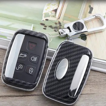 

High quality Car Key Case Carbon Fiber Cover For Land Rover Range Rover Sport Evoque Freelander 2 Jaguar XE XJ XJL XF C-X16 V12