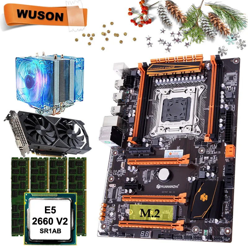 Huananzhi X79 Deluxe Ram Della Cpu Della Scheda Madre Con Scheda Video Gtx1050Ti 4G Ddr5 Cpu Xeon E5 2660 V2 Ram 64G(4*16) Ddr3 Recc