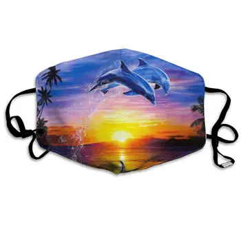 

Mouth Mask Elegant Dolphin Print Masks - Breathable Adjustable Windproof Mouth-Muffle, Camping Running for Women and Men