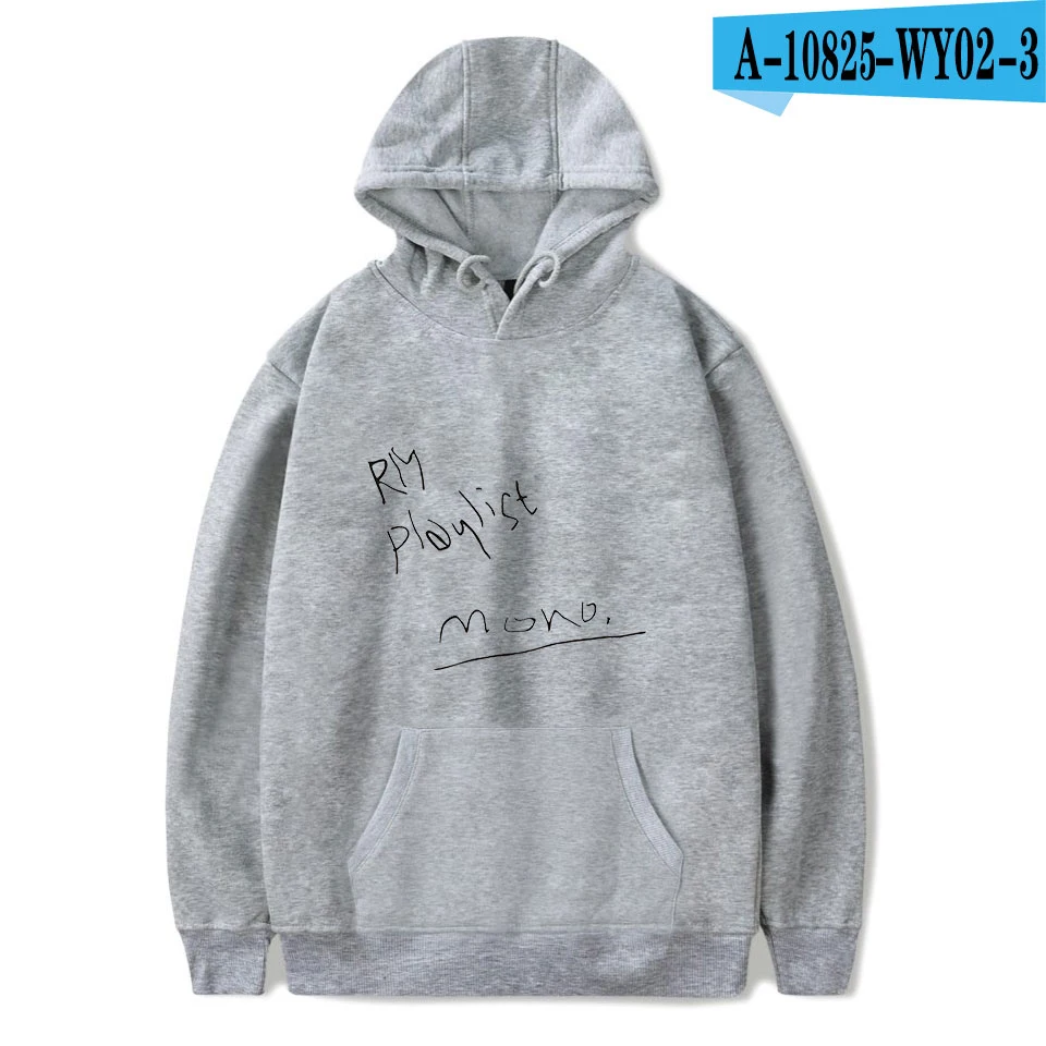 Новая мода хип-хоп Kpop RM моно плейлист Толстовка для мужчин и женщин повседневные худи и свитшоты пуловер с капюшоном длинный рукав Толстовка Топы 4XL - Цвет: gray