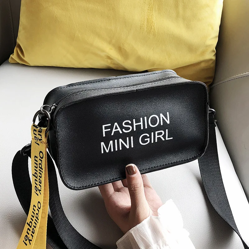 

INS Super Fire Bag Women's 2019 New Style Mini Fairy Broadband Shoulder Lettered Wide-Strap Square Sling Bag Fashion