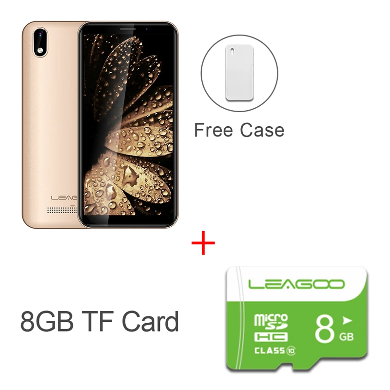 GOLD N 8GB CARD LEAGOO Z10 Android мобильный телефон 5," 18:9 дисплей 1 ГБ ОЗУ 8 Гб ПЗУ MT6580M четырехъядерный 2000 мАч 5MP камера 3g смартфон - Цвет: GOLD N 8GB CARD